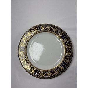 Shenango China USA Cobalt Blue Gold Encrusted Floral Filigree Dinner Plate 10.5"